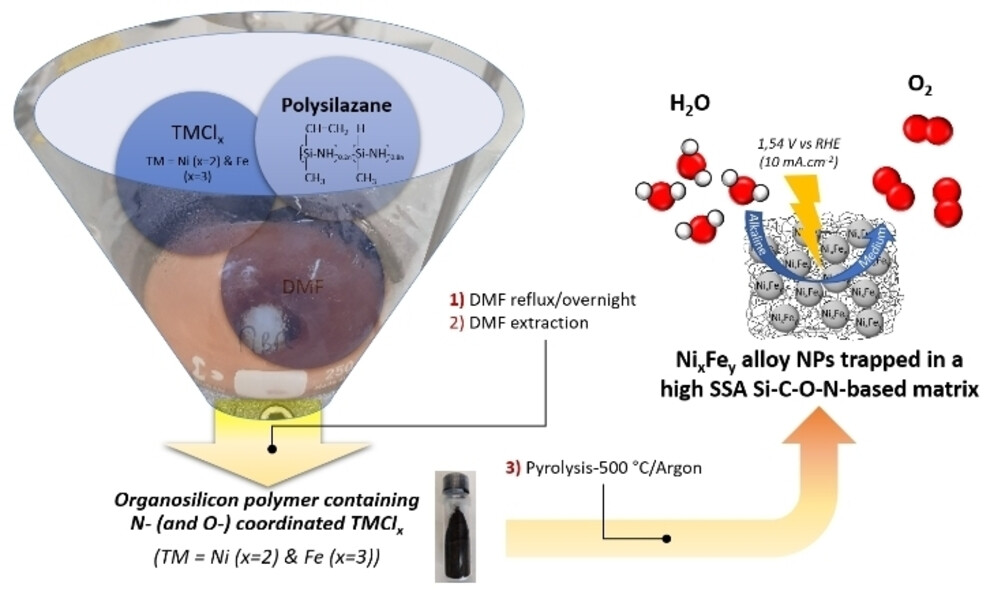 Encapsulating Nickel-Iron Alloy Nanoparticles in a Polysilazane-Derived Microporous Si